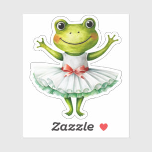 Cute frog ballerina dancing ballet. sticker