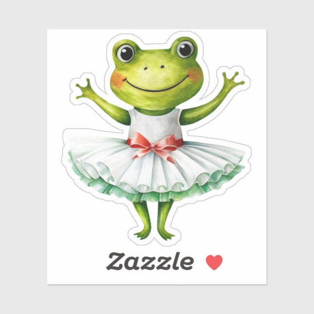 Cute frog ballerina dancing ballet. sticker (Sheet)