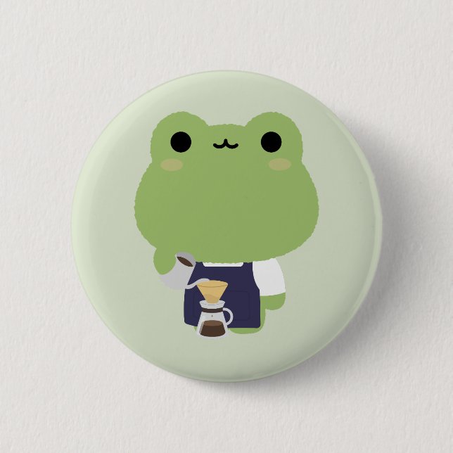Cute Frog Barista Button (Front)