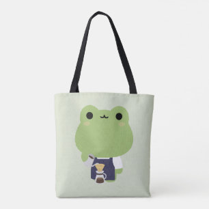 Cute Frog Barista Tote Bag