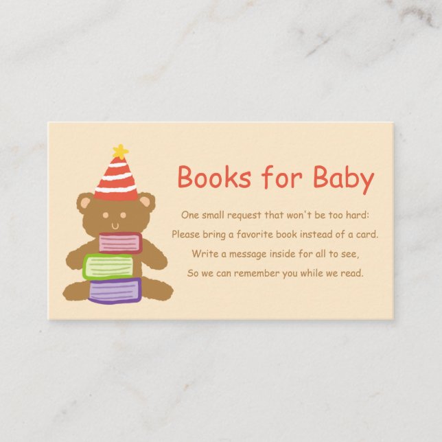 Cute Frog & Bear "Bring a Book" Enclosure Card (Front)