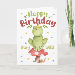 Cute Frog Birthday Card Hoppy Birthday Watercolour