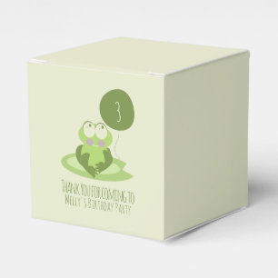 Cute Frog Birthday Green Balloon Thank You   Favor Boxes