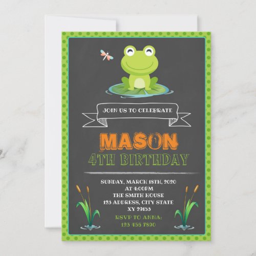 Cute frog birthday party invitation