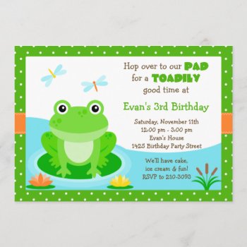 Cute Frog Birthday Party Invitation by eventfulcards at Zazzle