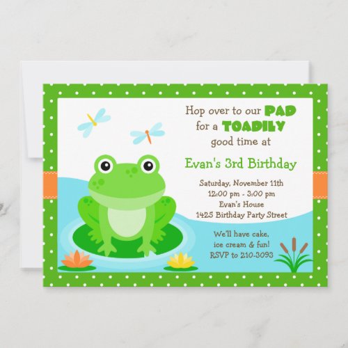 Cute Frog Birthday Party Invitation