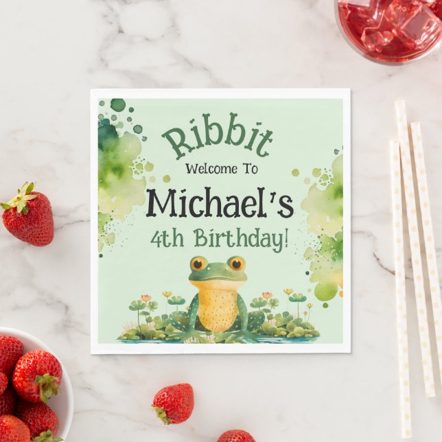 Cute Frog Birthday Party Napkins (Insitu)