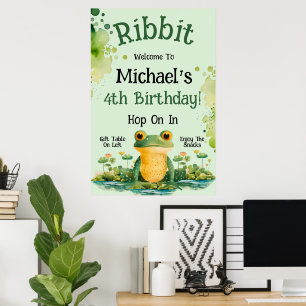 Cute Frog Birthday Party Poster