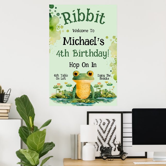 Cute Frog Birthday Party Poster (Home Office)