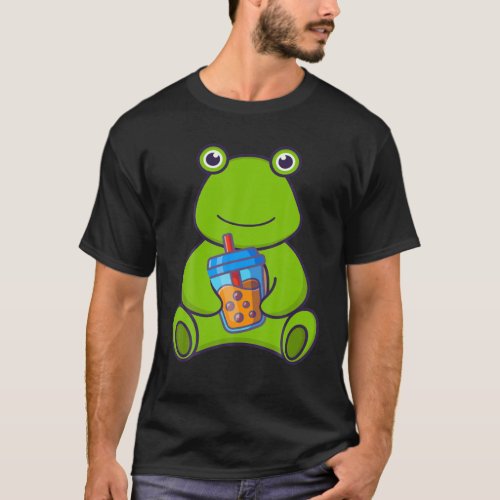 Cute Frog Boba Tea Kawaii Present Anime Frog Lover T_Shirt