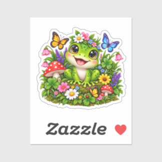 Cute Frog & Butterfly Garden Sticker