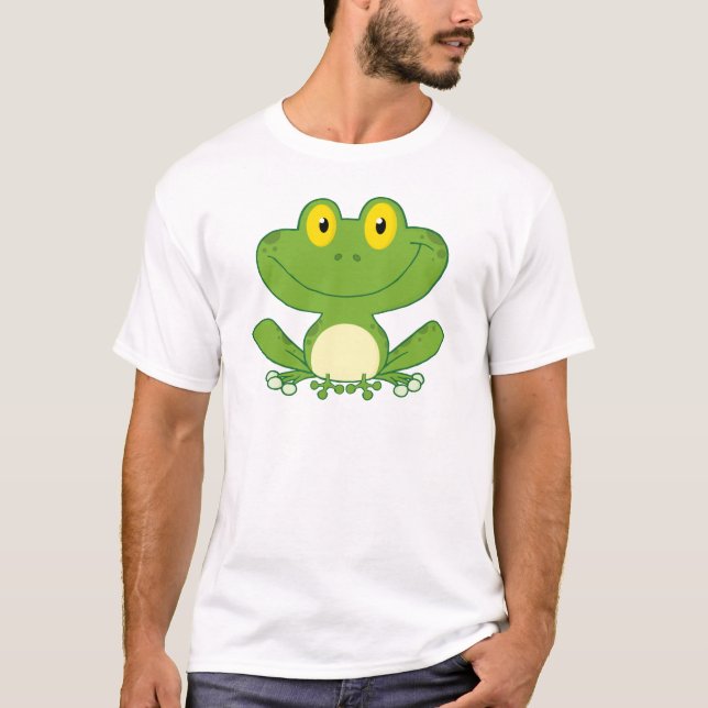 Cute Frog Cartoon Character T-Shirt (Front)