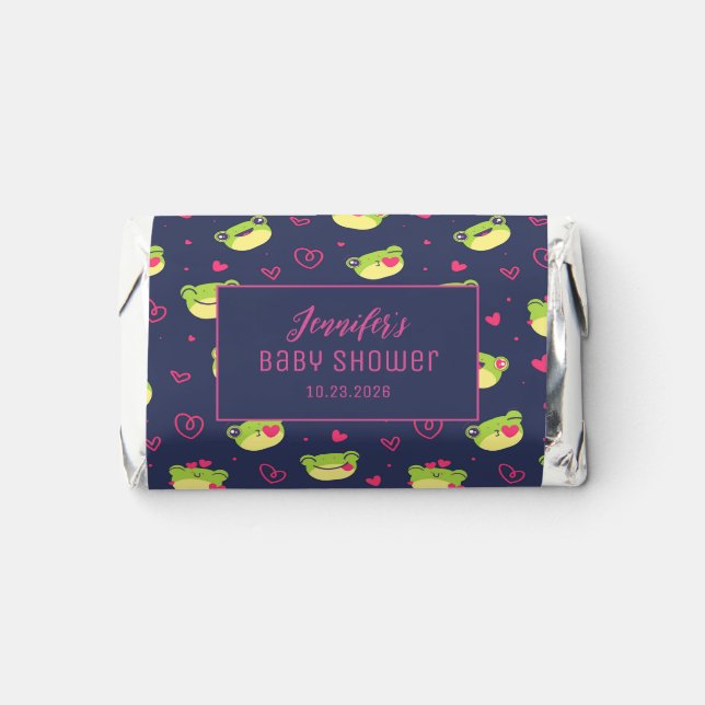 Cute Frog Cartoon Heart Pattern Sweet Love Blue Hershey's Miniatures (Front)