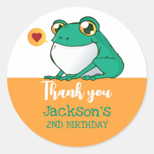 Cute Frog Cartoon Kids Birthday Party Favor Classic Round Sticker