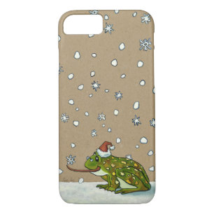 Cute Frog Catching Snowflake with Tongue iPhone 8/7 Case