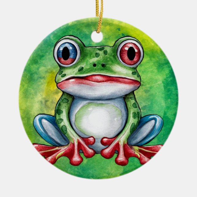 Cute Frog Ceramic Ornament (Front)
