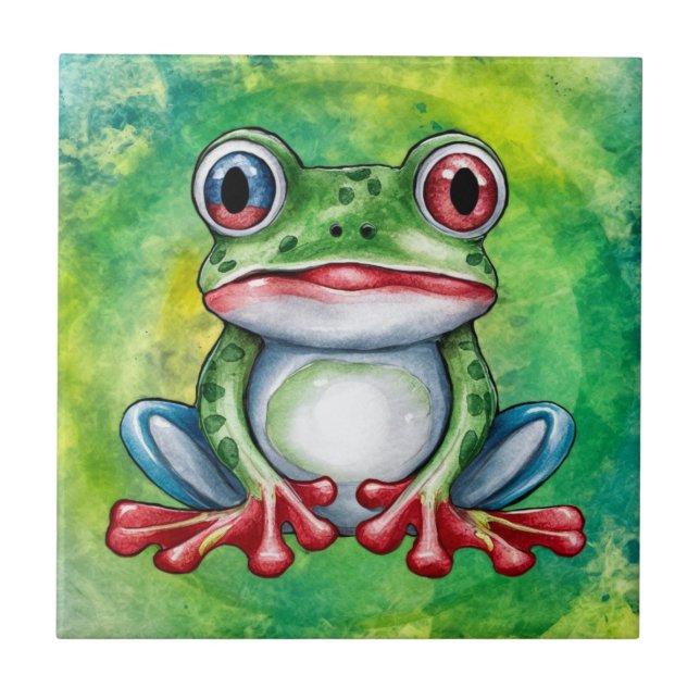 Cute Frog Ceramic Tile (Front)