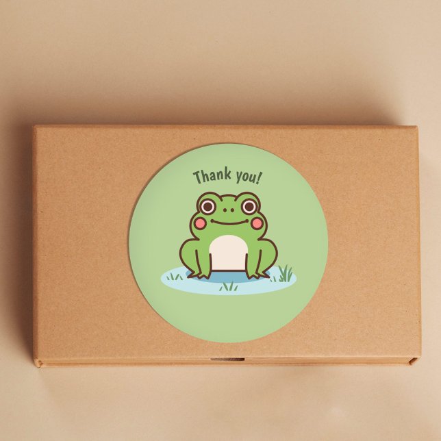 Cute Frog  Classic Round Sticker (Cute Frog Stickers)