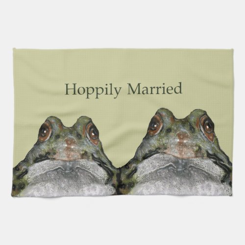 Cute Frog Couple Hoppily Married Wedding Towel