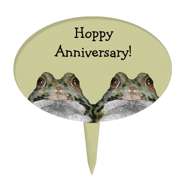 Cute Frog Couple: Hoppy Anniversary: Original Art Cake Topper (Front)