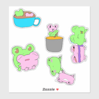 Cute frog couple valentine sticker sheet