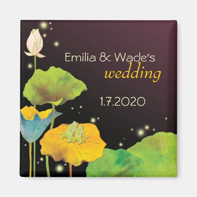 Cute Frog Couple Wedding Save the Date Magnet (Front)