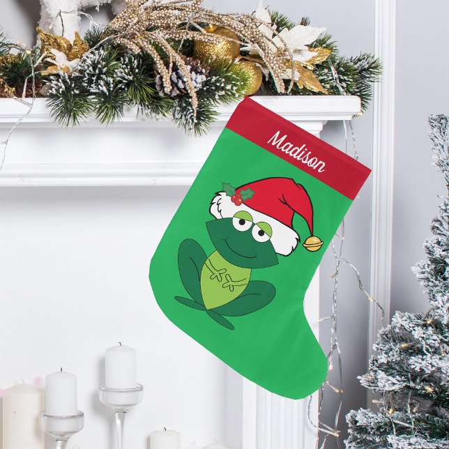 Cute Frog Custom Kids Large Christmas Stocking (Creator Uploaded)