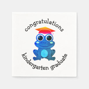 Cute Frog Custom Kindergarten Graduation Paper Napkins