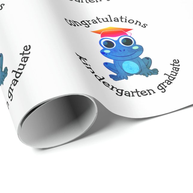 Cute Frog Custom Kindergarten Graduation Wrapping Paper (Roll Corner)