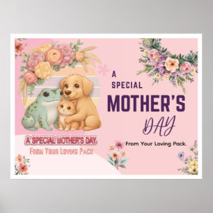 Cute Frog Dog Cat Mother’s Day Card - Special Gift Poster