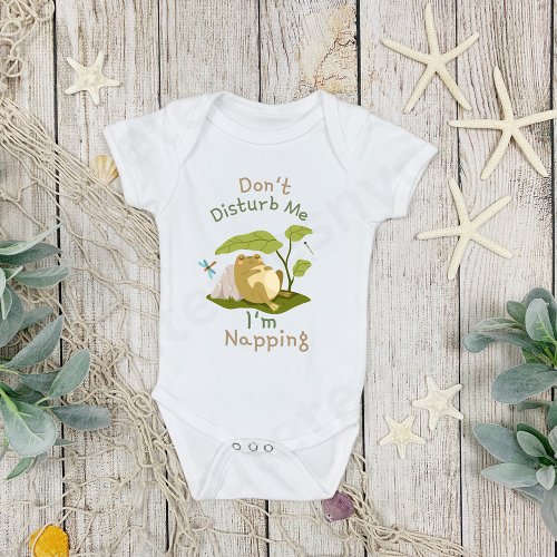 Cute Frog Dont Disturb Me Im Napping  Baby Bodysuit