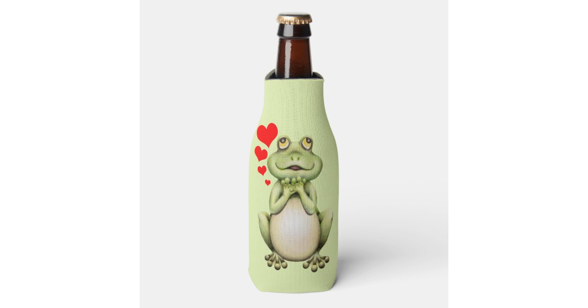 Cute Frog Drawing Bottle Cooler Zazzle Com