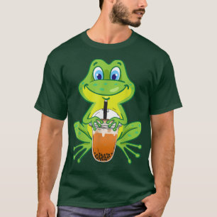 Cute Frog Drinking Bubble Milk Tea Funny Boba Tea T-Shirt
