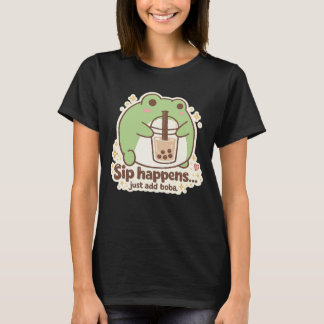 Cute FROG drinking bubble tea, boba tea T-Shirt
