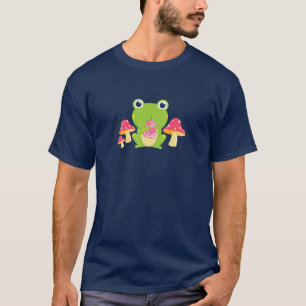 Cute Frog Drinking Strawberry Milk, Cottagecore T-Shirt