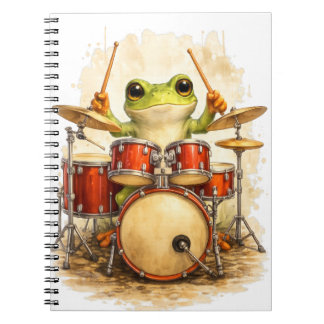 Cute Frog Drummer Notebook – Music Journal