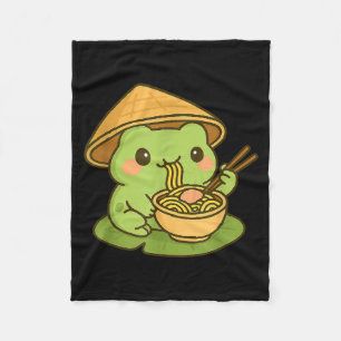 Cute Frog Eating Ramen Anime Japanese Men Women Ki Fleece Blanket