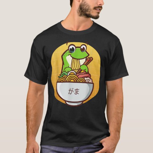 Cute Frog Eating Ramen Japanese Noodles Lover Funn T_Shirt