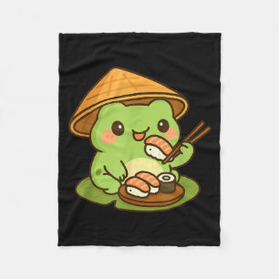 Cute Frog Eating Sushi Anime Japanese Gifts Men Wo Fleece Blanket