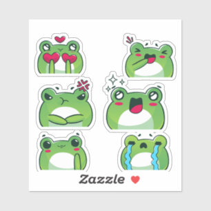 Cute Frog Emoji Reaction Faces Vinyl Sticker Set