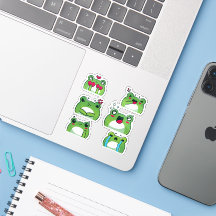 Cute Frog Emoji Reaction Faces Vinyl Sticker Set