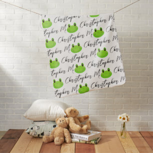 Cute Frog Face Green Baby Blanket