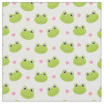 Cute Frog Faces &amp; Hearts Pattern Fabric