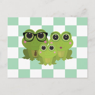 Cute Frog Family – Mom Dad Baby Frogs Postcard