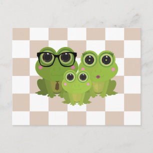 Cute Frog Family – Mom Dad Baby Frogs Postcard