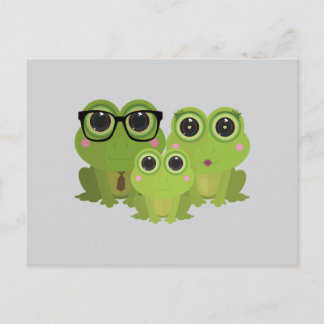 Cute Frog Family on Light Grey Background Postcard