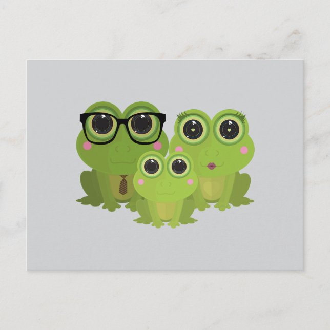 Cute Frog Family on Light Grey Background Postcard (Front)