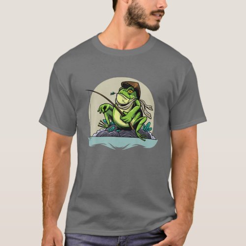 Cute Frog Fishing Goblincore Aesthetic Kids Youth T_Shirt