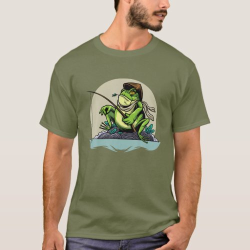 Cute Frog Fishing Goblincore Cottagecore Aesthetic T_Shirt