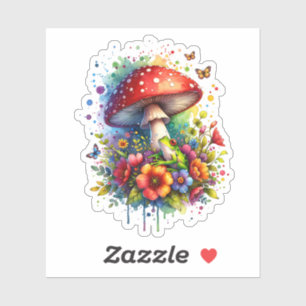 Cute Frog ,Flowers, Butterflies and Mushroom Sticker